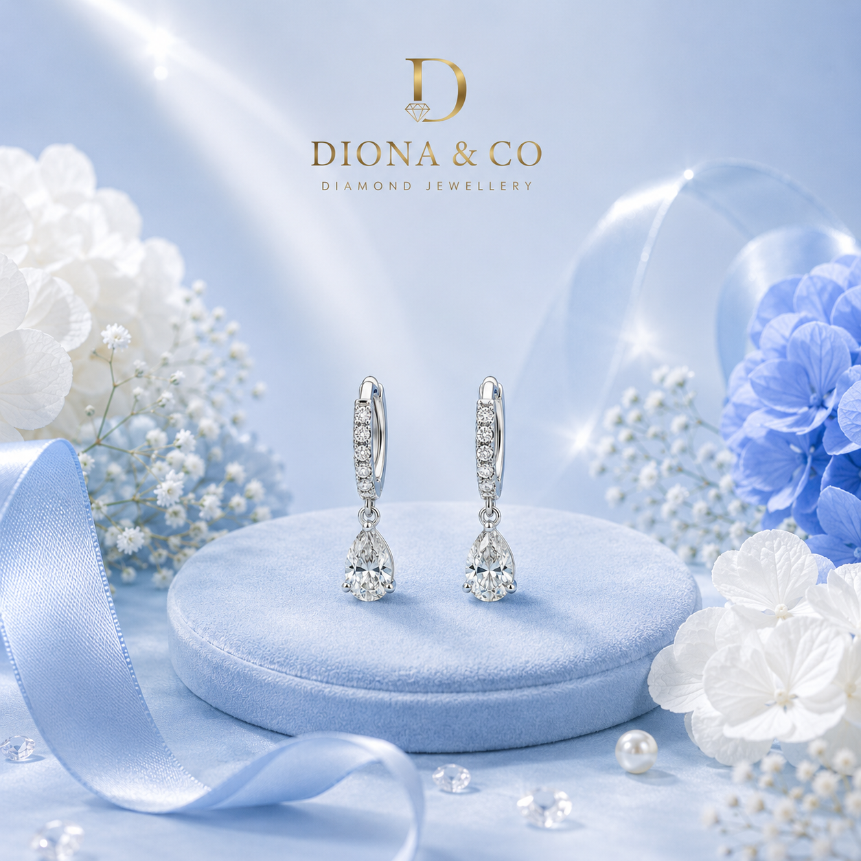 Pear Cut Anting Berlian Wanita (DC069)