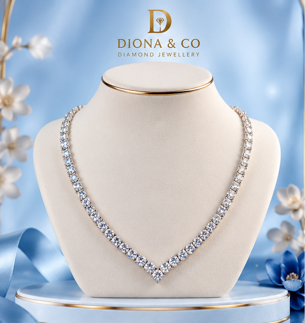 Round Cut 0,30 Ct Kalung Berlian Tennis Wanita (DC078)