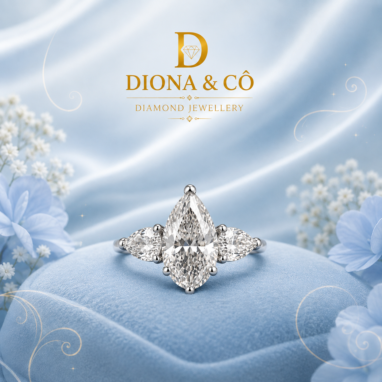 Pear Cut Three Stone Diamond Ring (DC027)