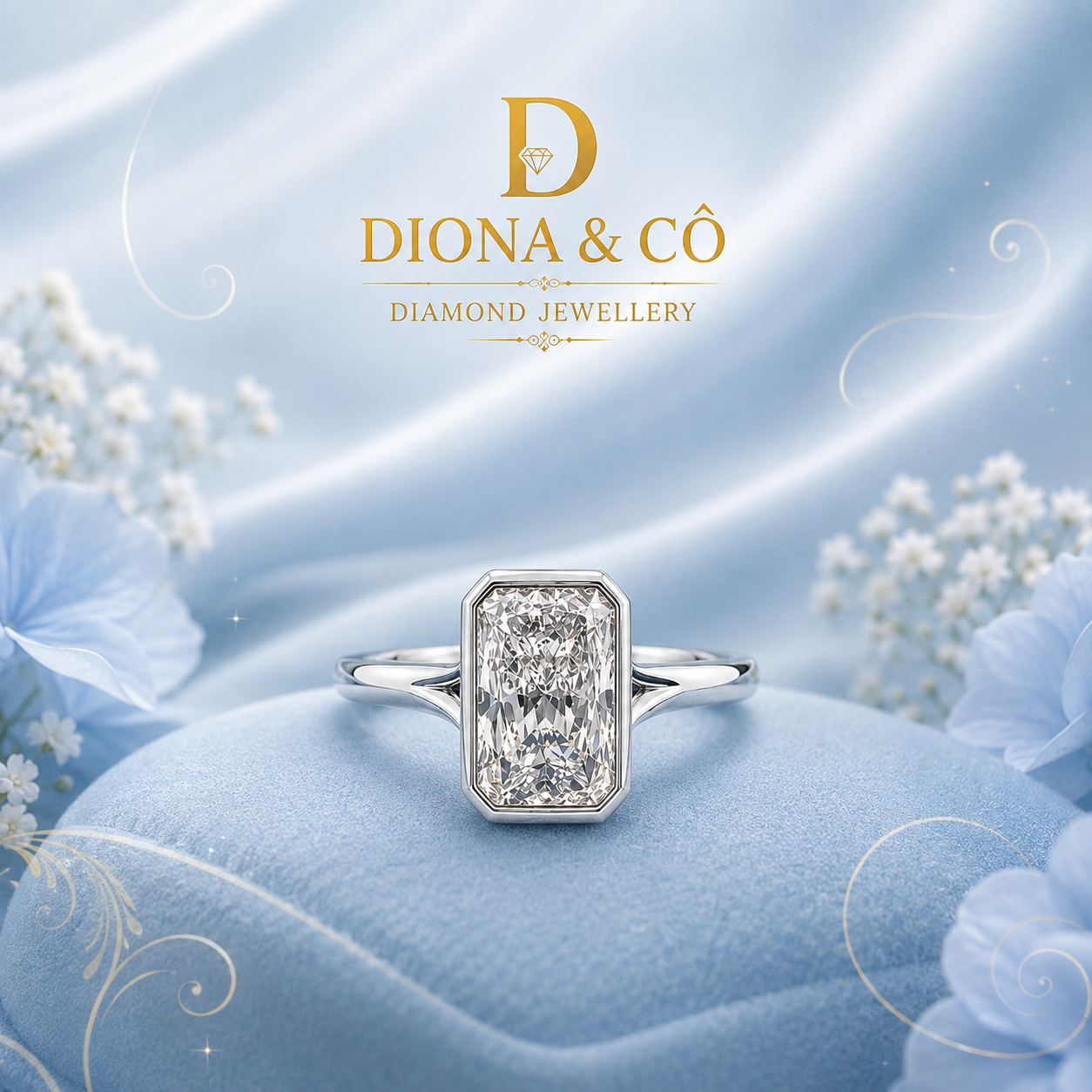 Radiant Cut Bezel Diamond Ring (DC024)
