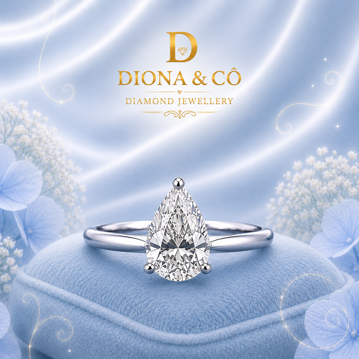 Pear Cut Solitaire Diamond Ring (DC047)