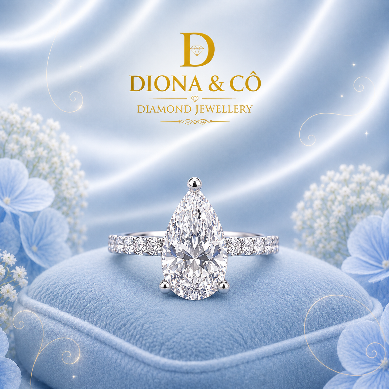 Pear Cut Solitaire Diamond Ring (DC043)