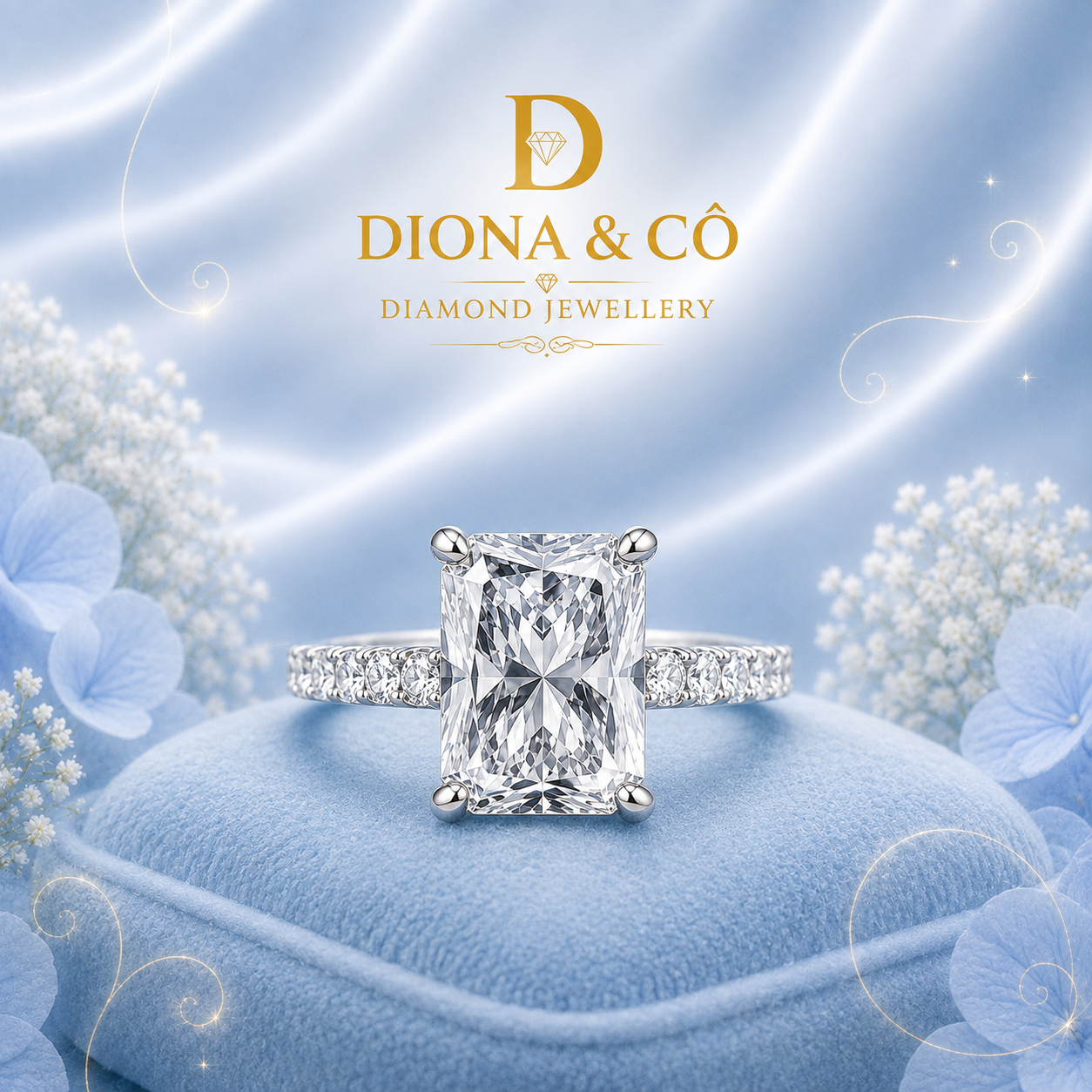 Radiant Cut Solitaire Diamond Ring (DC044)