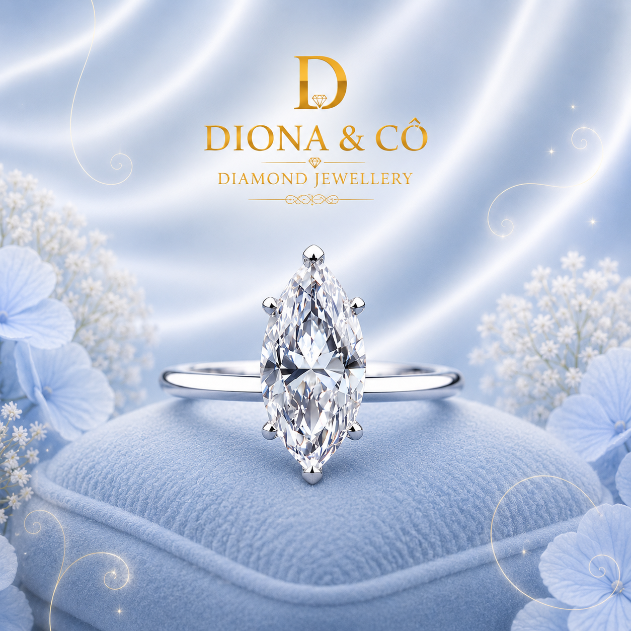 Marquise Cut Solitaire Diamond Ring (DC046)