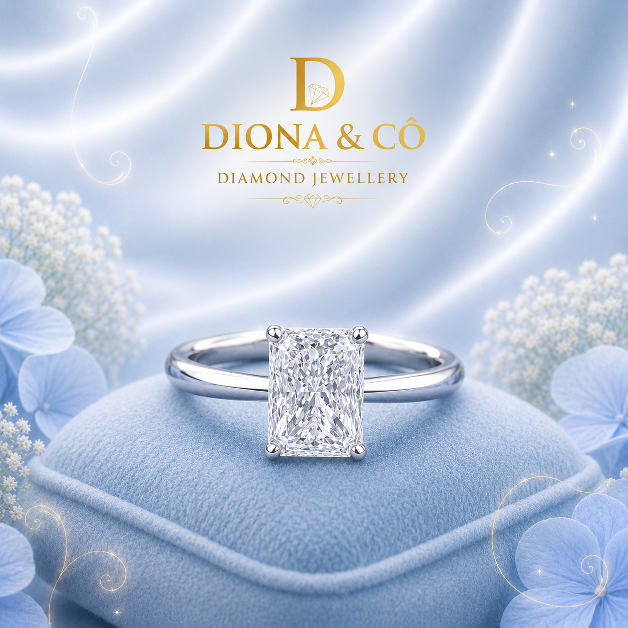 Radiant Cut Solitaire Diamond Ring (DC048)