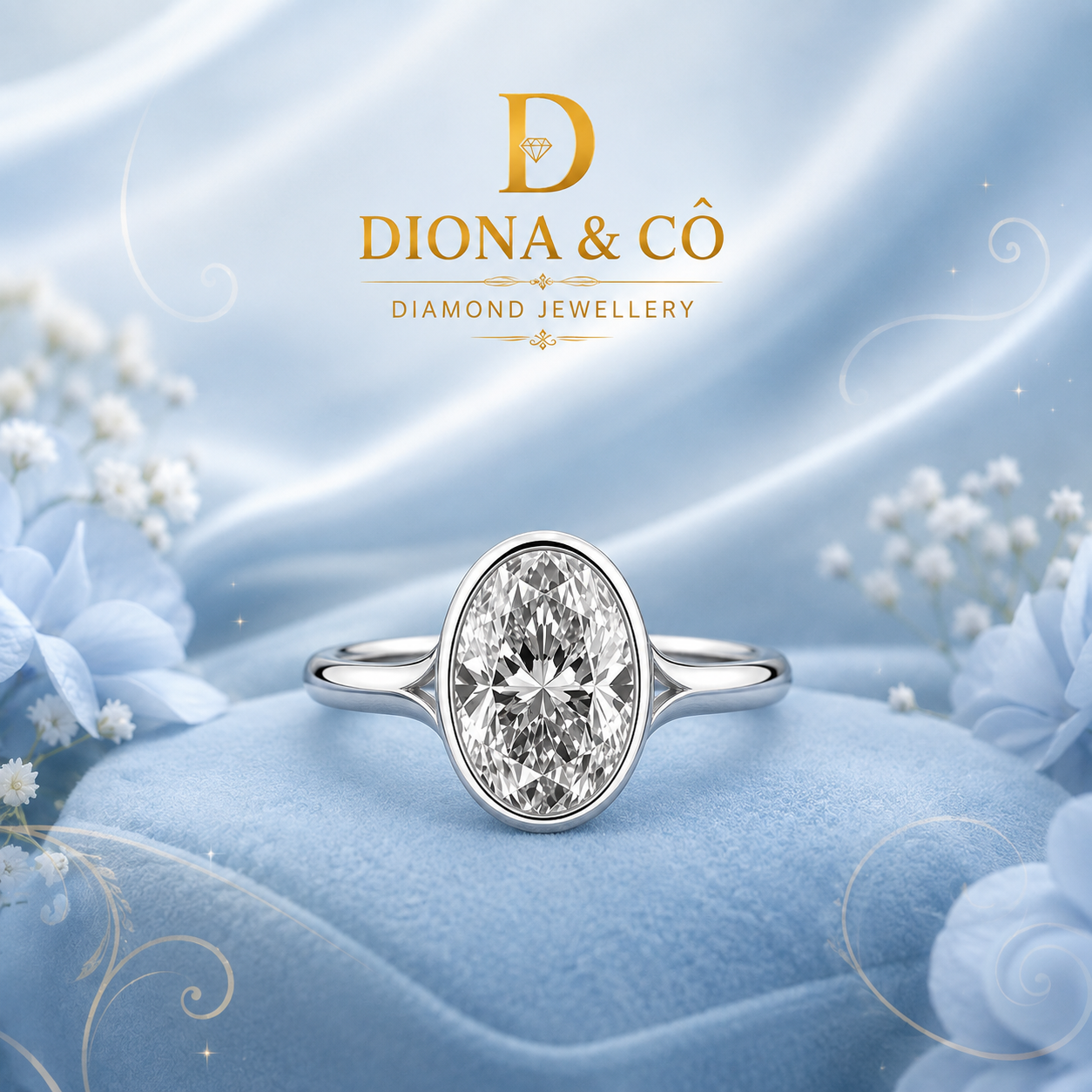 Oval Cut Bezel Diamond Ring (DC022)