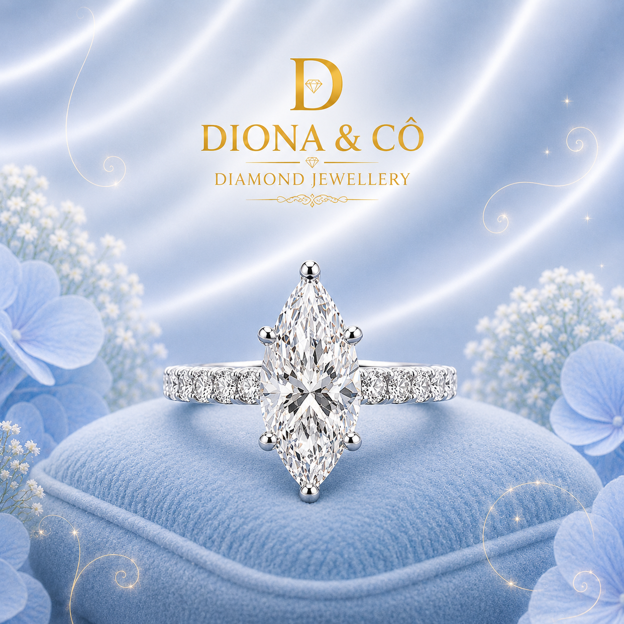 Marquise Cut Solitaire Diamond Ring (DC045)